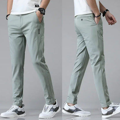 Spring Summer Ultra-thin Men's Stretch Slim Straight Casual Pants High Quality Fashion Breathable Golf Sports Trousers