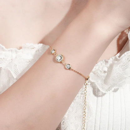 2024 New 18k Gold Plated Bracelet 925 Silver Chain 2mm D Color Bezel Moissanite Bracelets Fashion Women's Jewelry Gifts