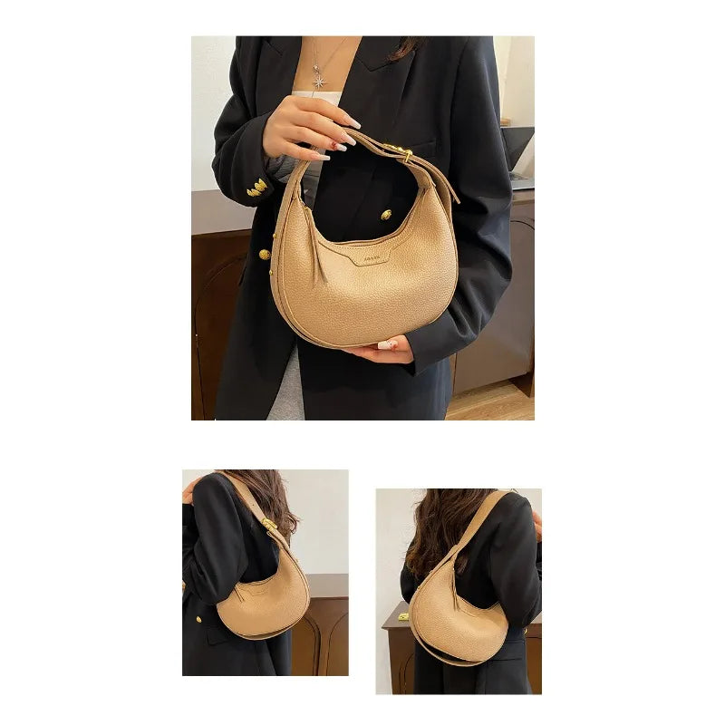 Women Underarm Bag Fashion Hobos Half Moon Saddle Shoulder Bags Luxury Pu Leather Crossbody Bag Phone Purses 2024 Commuting Bags