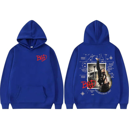 King of Pop Michael Jackson Bad Tour Pullovers Men Women Retro 80s Harajuku Fashion Hoodies High Quality Casual Cozy Sweatshirts