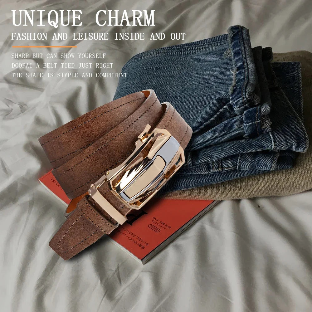 Mens Belt Automatic Metal Alloy Buckle Belt High Quality PU Luxury Belt for Men Belt Strap Male High Quality Designers 105 115cm