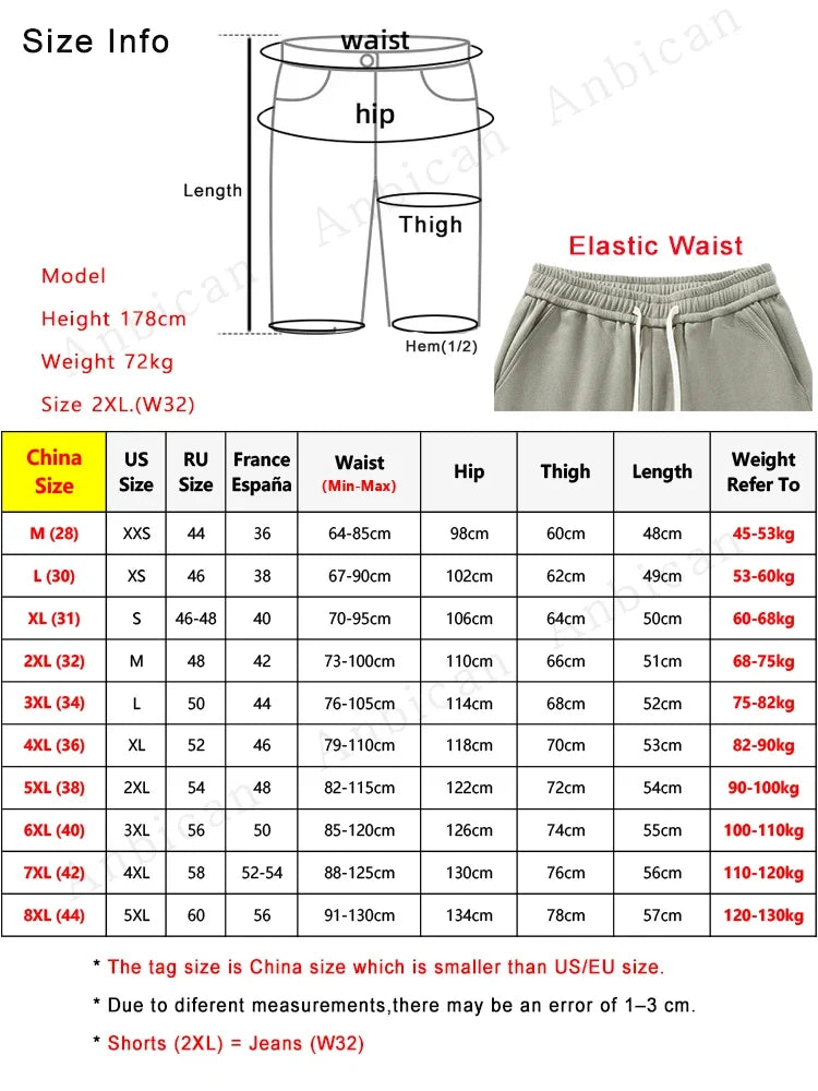 Summer Men's Sport Shorts Knee-Length Straight Loose Short Pants Streetwear Drawstring Knitted Sweat Casual Shorts Big Size 8XL