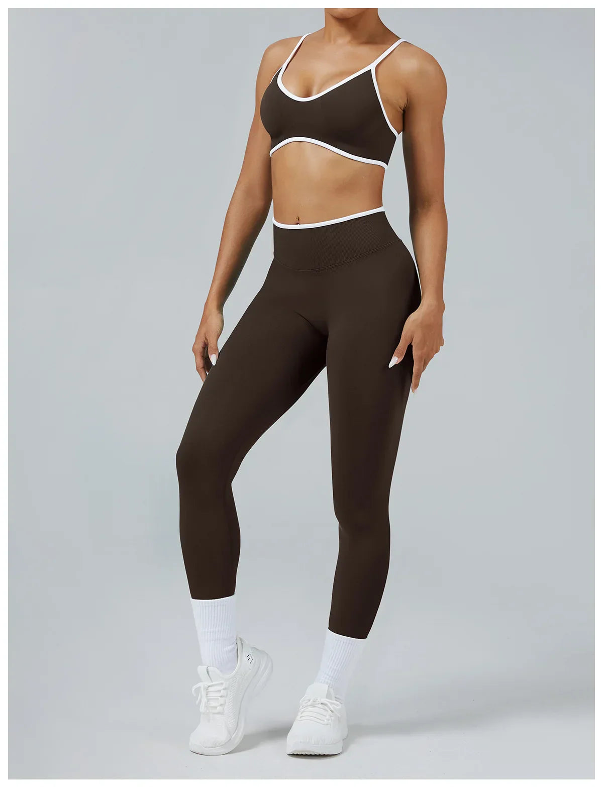 Women's Color Block Seamless High-Stretch Yoga Set, Butt Lifting Yoga Pants, Breathable Quick-Dry Active Workout Outfit