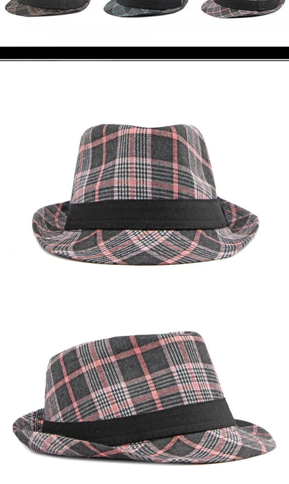 European and American Style Patterned Top Hat for Men  Sun Protection  Hat  Spring and Summer New Plaid Jazz Hat for Women
