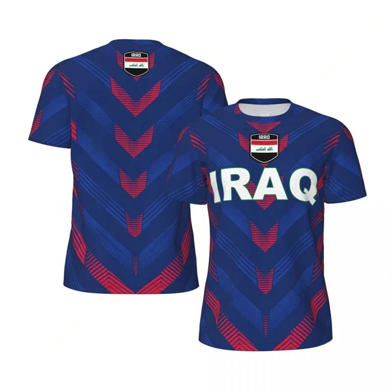 IRAQ Flag 3D Print Sport Quick Dry Breathable Men T-shirt Outdoor Football Jersey Team Fan Loose Short Sleeve Summer Top Clothes