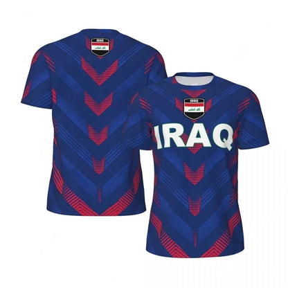 IRAQ Flag 3D Print Sport Quick Dry Breathable Men T-shirt Outdoor Football Jersey Team Fan Loose Short Sleeve Summer Top Clothes