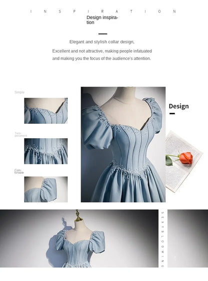 Palace Style Women's Evening Dresses Light Luxury Satin Lace-up Slimming Banquet Ball Gown Skirt Prom Dress Vestidos