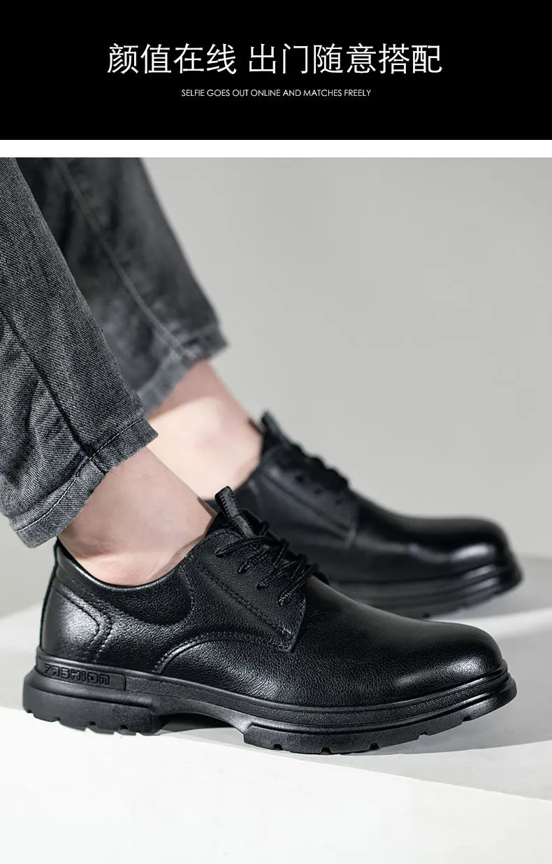 Fashion 2026 Genuine Leather Waterproof Men Safety Shoes Boots Work Sneakers Indestructible Steel Toe Nail Proof Male Footwear