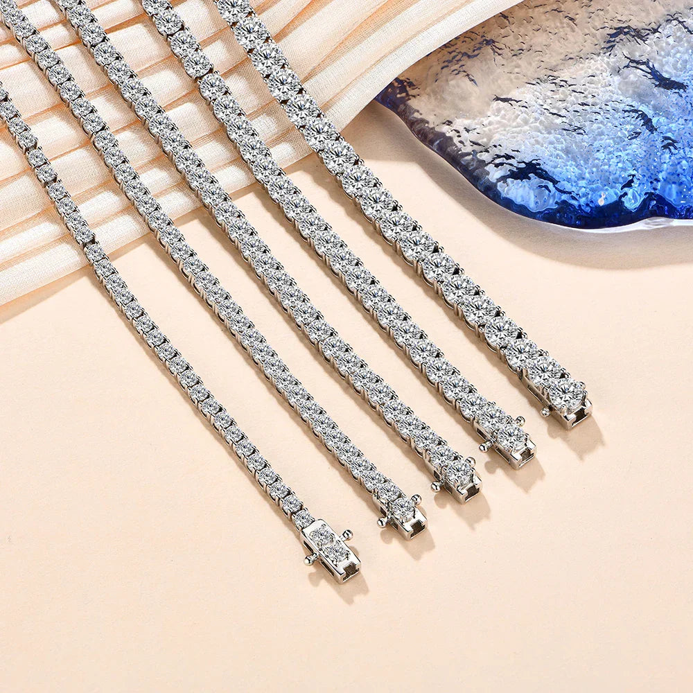 D Color Round Cut 5.0 4.0mm Moissanite Tennis Bracelet for Women Man Real 925 Sterling Silver Pass Diamond Tester Gift