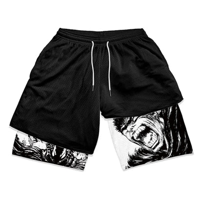 Y2K Summer Men Streetwear Anime Berserk Oversize Active Athletic Gym Short Pants Training Fitness Workout Track Shorts Clothes