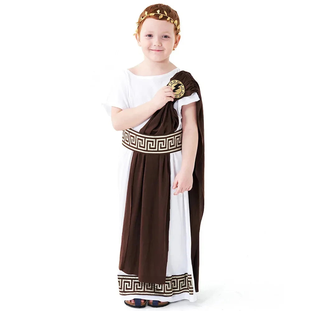 Ancient Greek Myth Child Kids Gods of Sea Poseidon Costume for Boys Carnival Halloween Week Fancy