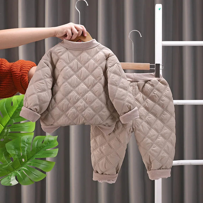 New Autumn Winter Baby Boys Clothes Children Thicken Cotton Jacket Pants 2Pcs/Sets Toddler Girls Clothing Infant Kids Tracksuits