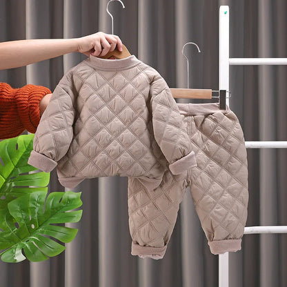 New Autumn Winter Baby Boys Clothes Children Thicken Cotton Jacket Pants 2Pcs/Sets Toddler Girls Clothing Infant Kids Tracksuits