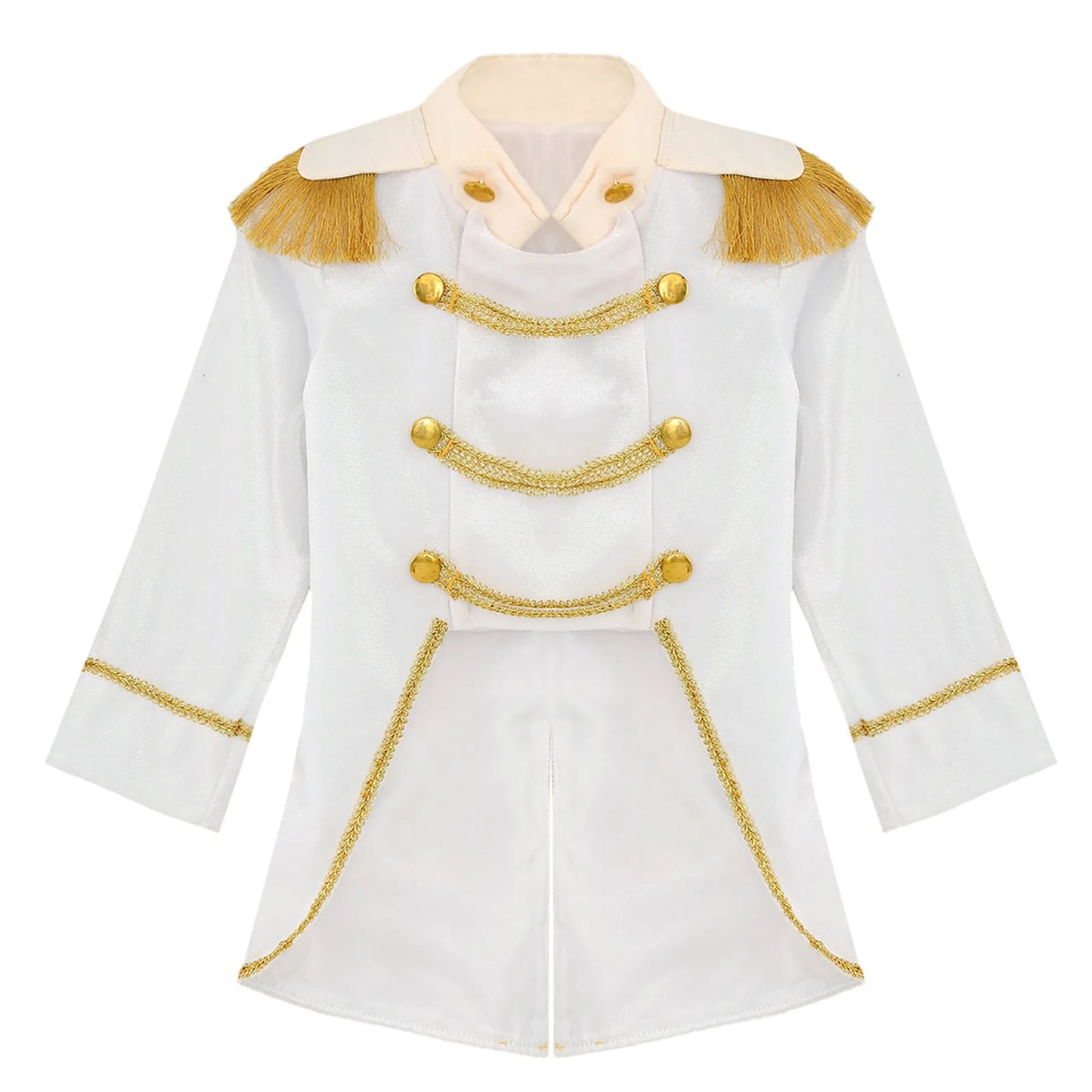 Little Boys Prince Cosplay Costume Long Sleeve Gold Fringe Braiding Velvet Tuxedo Tailcoat Royal Court Cosplay Jacket Dress Up