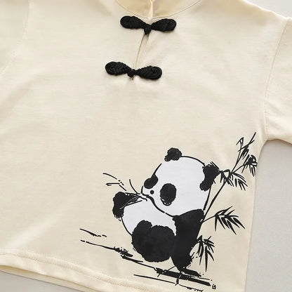 Baby Boys Clothes Sets Baby Summer Casual Panda Print T-shirts + Shorts Suits Outfits Children Boys Cartoon Clothing Sets