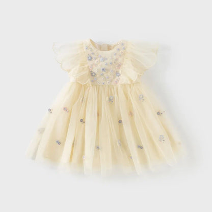 Summer Girls Baby Princess Dress Charm Elegant Cute Mesh Embroidered Floral Dress Party Gentle Outdoor DB2250967
