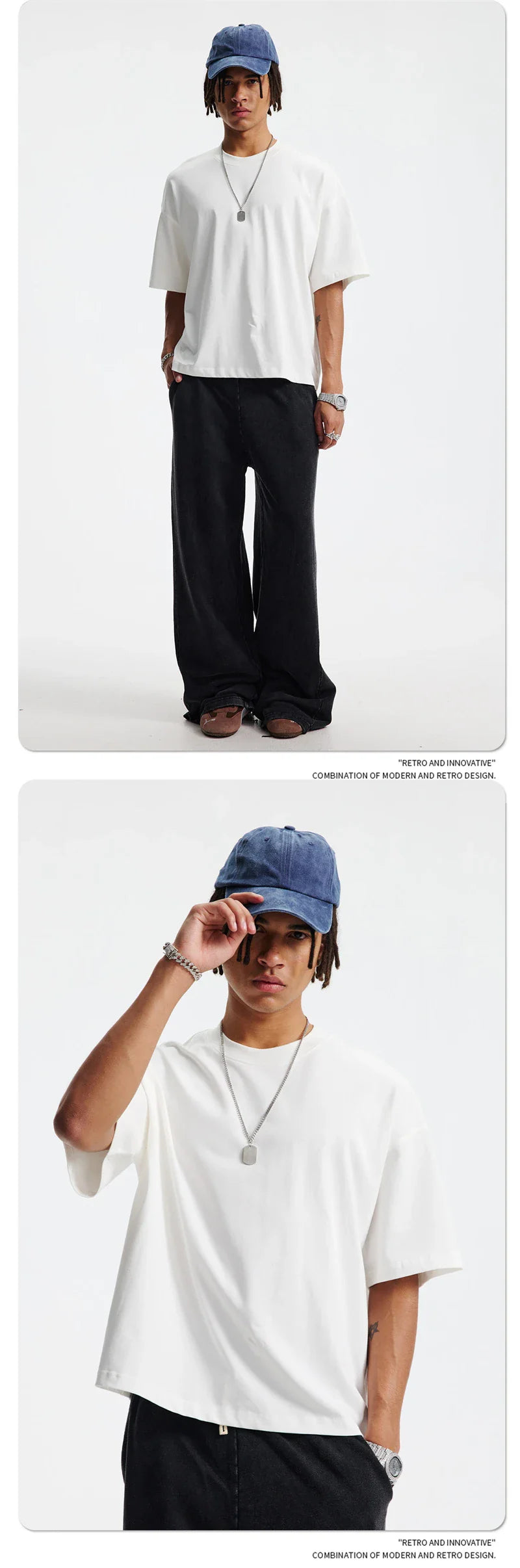 New Men Summer Boxy 275gsm Cotton T-Shirts Retro Unisex Oversized Short Version Basic T Shirt Brand Tees HY1070