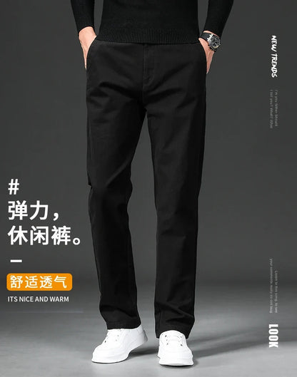 New in Spring Casual Pants Men Straight Fit Cotton Stretch Chino Trouser Male Formal Work Business Dress Khaki Fashion Regular