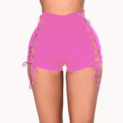 High Quality Summer Women Fashion Sexy Lace Up Denim Shorts 2025 Vintage Mid Waist Ripped Casual Hot Short Jeans Slim Streetwear