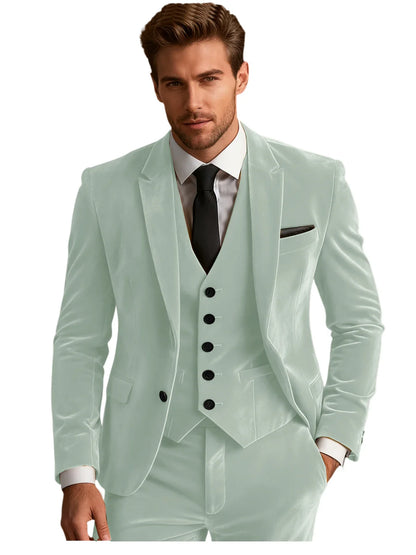 Elegant Wedding Men's Suit Business Tuxedos Formal 3 Piece Set Jacket Vest Pants Single Breasted Men Sport Coats Blazers