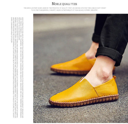 New Summer Breathable Men Loafers Handmade Leather Men's Driving Shoes Luxury Brand Flat Casual Shoes Soft Breathable Men Shoes