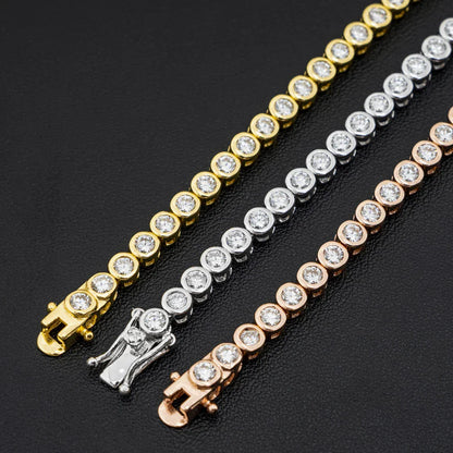 GRA Certified 2mm Moissanite Tennis Bracelet for Women Man 925 Sterling Silver Plated 18k Gold Round Bubble Diamond Bracelets