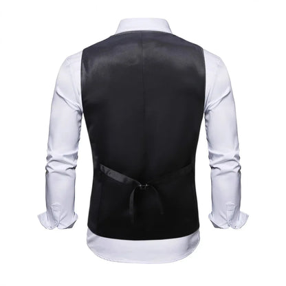 2026 New Black Men's Shiny Sequin Suit Collar Sleeveless Vest, Wedding/Party/Stage Performance, Gold or Silver Optional