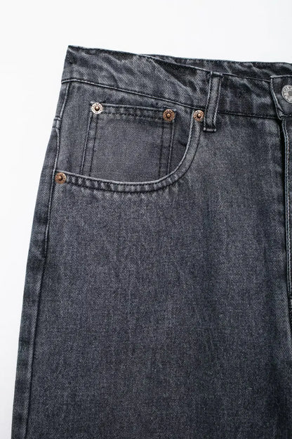 2024 Women's Street Fashion Denim Blue Jeans Distressed Patchwork High Waist Zipper Fly Ripped Retro Long Pants