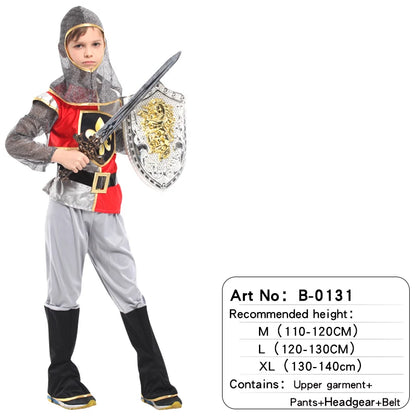 Child Greek Roman Warrior Gladiator Costume Boys Knight Cosplay Carnival Party Fancy Dress No Weapon