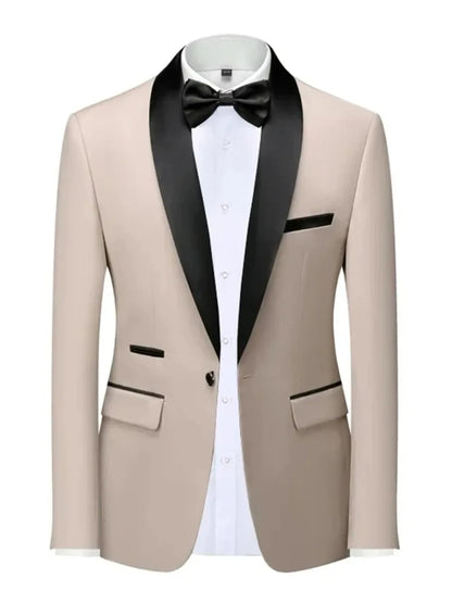 Mens Blazer Slim Fit Suit Jacket 1 Button Velvet Shawl Collar Wedding Formal Suit Jacket