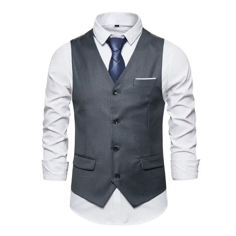 Blue Suit Vest, Men's Business Sleeveless Vests Jacket, Asian size S-6XL, Wedding Party Waistcoat, Red Purple Black Gray