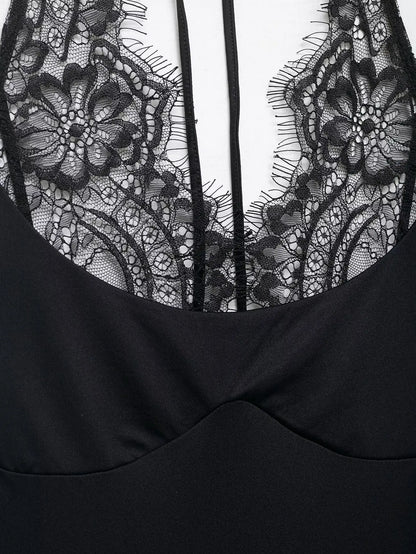 Women Sexy Slim Bodysuits Chic Lace Partwork Sleeveless Fashion Backless Sling Tops 2026 Newest Lady Casual Playsuit