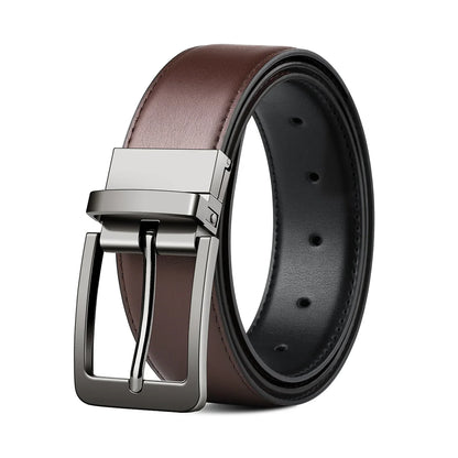 Belt, men's leather needle buckle double-sided cowhide belt, men's young people's business jeans belt, trendy youth