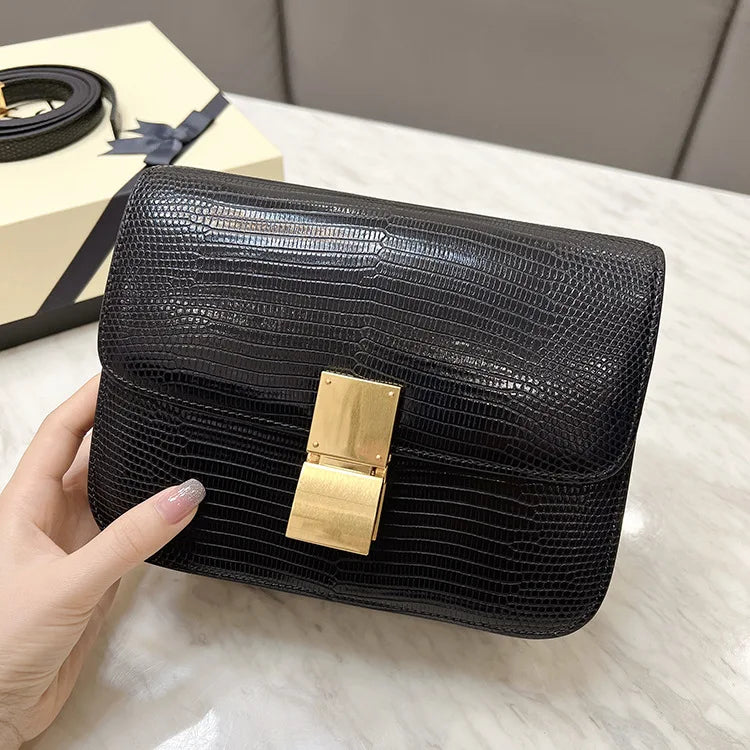 New Women Small Box Bag Single Shoulder Handbag Solid Fashion Brand Cow Split Leather Flap Tofu Bags Ladies Sling Messenger Bag