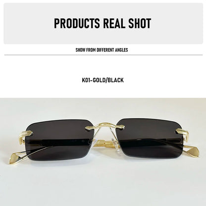 Square Sunglass Men Luxury Rimless Sunglasses Women Vintage Vacation Fashion Glasses Lunette Soleil Femme Gafas De Sol Hombre