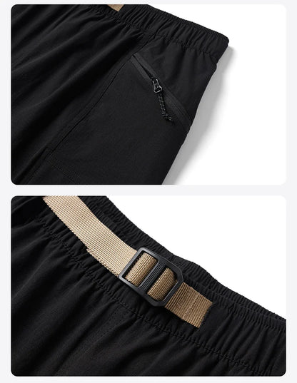 2026 Summer New Oversize 145gsm Elastic Quick Dry Fabric Shorts Men Elastic Wait Cargo Outdoor Shorts
