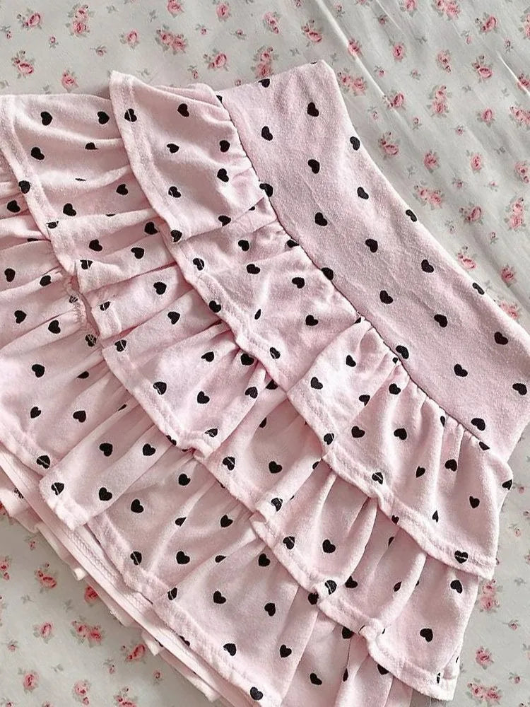 Women Cute Lace Ruffles Party Mini Skirts Harajuku Y2k Faldas Mujer Lolita Style Princess Vintage Cake Skirt Sweet Kawaii