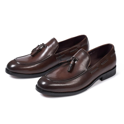 Classic Men's Genuine Leather Tassel Loafers Handmade Slip-On Casual Shoes Comfortable for Office Wedding Dressing Daily Wear