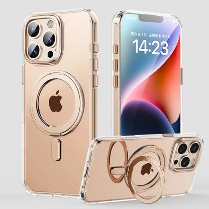 360° Rotating Stand Magnetic Case For iPhone 17 16 15 14 13 12 11 Pro Max Plus 17Air 16e Premium Metal Button Folding Bracket