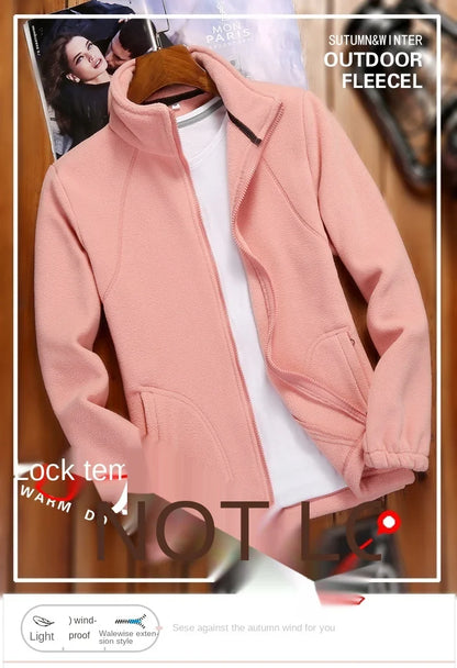 2023 New Winter Women's Zipper Cardigan Sweatershirt Warm Coral Fleece Jacket Ladies Outdoor Running Polar Fleece Coat Clothes