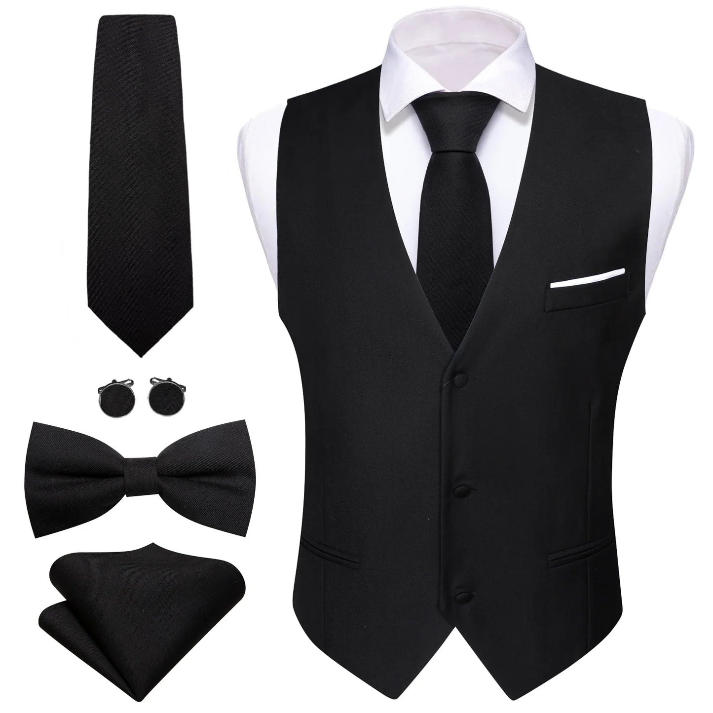 Men's 5-Piece Suit Set Vest/ tie/ bow tie/pocket handkerchief/cufflinks Complete set of formal and wedding accessories  Business