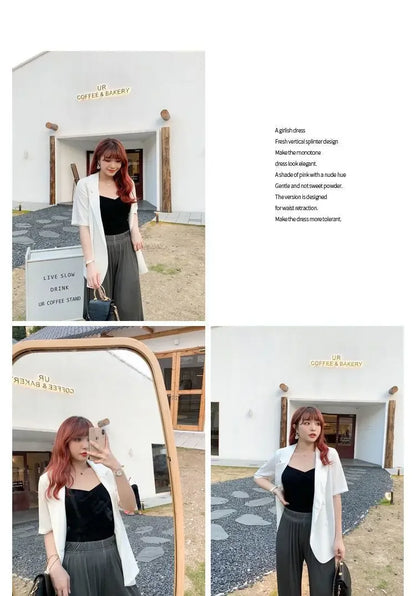 Office Lady Blazers Women Solid Lazy Style Summer Work Wear Casual Mujer Formal Vintage Outwear Clothing Elegant Ulzzang Daily