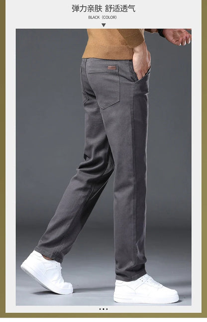 Classic Style 3 Colors Autumn Men's Slim Brown Jeans High Quality Business Casual High Stretch Denim Pants Male Brand Trousers