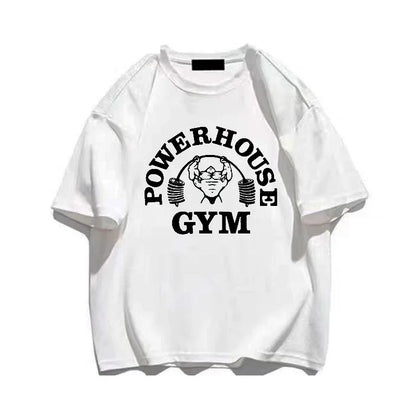 Powerhouse Gym Print T-Shirts Spring Summer Women Daily Casual Loose Cotton Clothing Harajuku Letter Appliques Women Tees