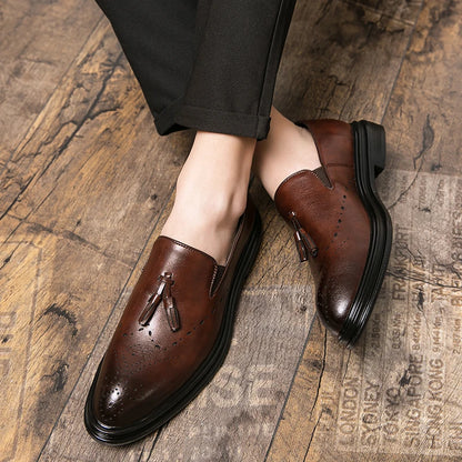 Brand Mens Leather Office Flats Wedding Banquet Luxury Loafers Comfortable Designer Oxfords Business Formal Korean Shoes for Men