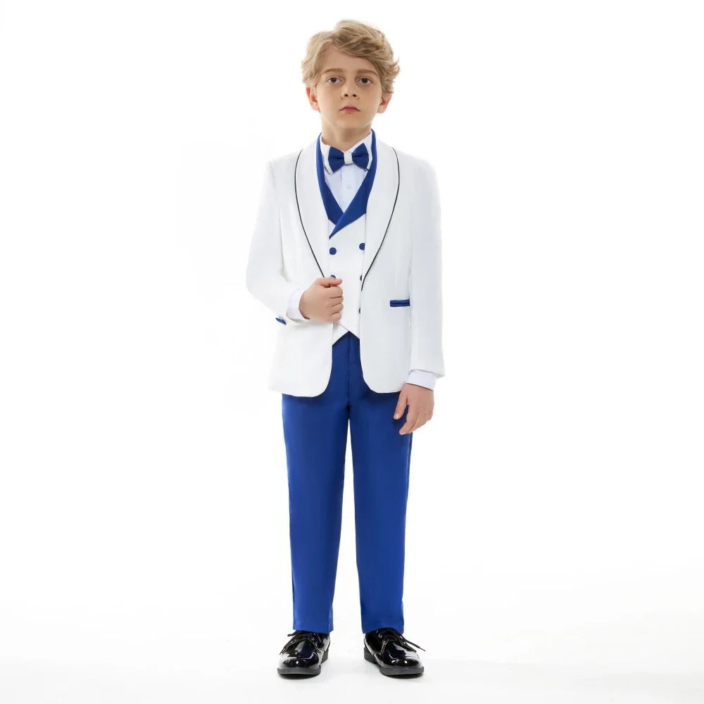 High Quality Boys Formal Suit Set 4 Pieces School Choir Performance Elegant Shawl Lapel Kids Suits Wedding Ring Bearer Outfit