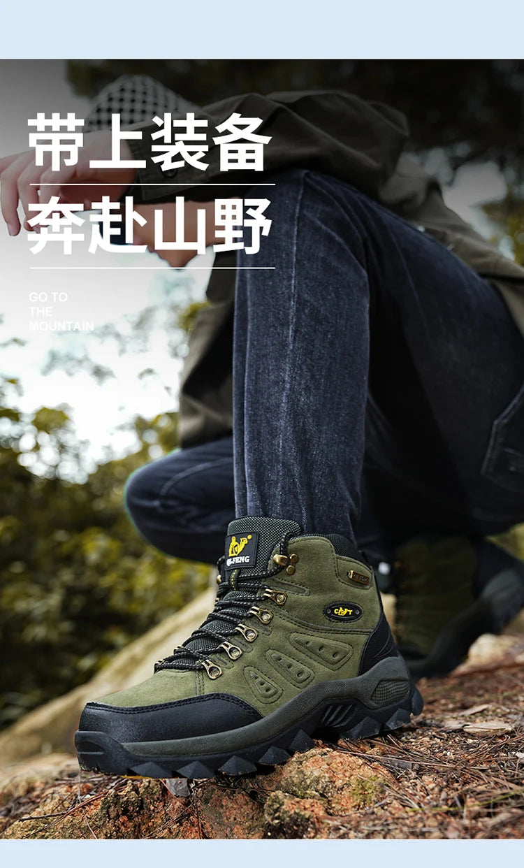 36-48 Autumn Winter Men Women Ankle Boots Leather Tactical Shoes New Plus Anti-Skidding Classical Walking Footwear Summer Hiking