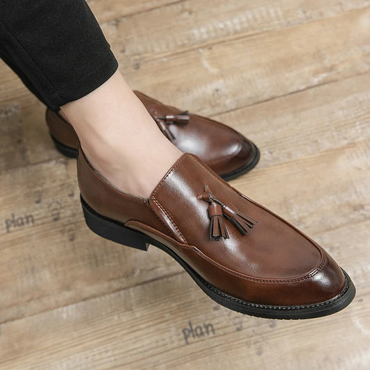 Luxury Designer Mens Business Formal Leather Dress Black Brand Casual Shoes Wedding for Men Office Luxury Flats Footwear Loafers