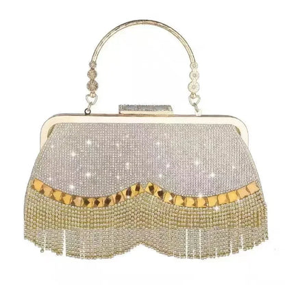Gorgeous and Shiny Diamonds Rhinestones Tassels Handle Evening Bags for Party and Wedding Clutch Purse Designer Bags Handbags