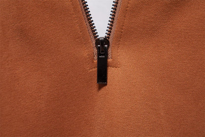 Mens Mock Neck Quarter Zip Sweatshirts Patchwork  Fashion Pullover Cotton-blend Sweatshirt for Men